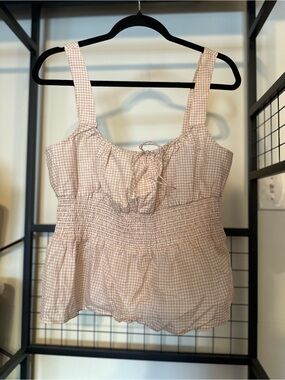 J. Crew Cream Smocked Top